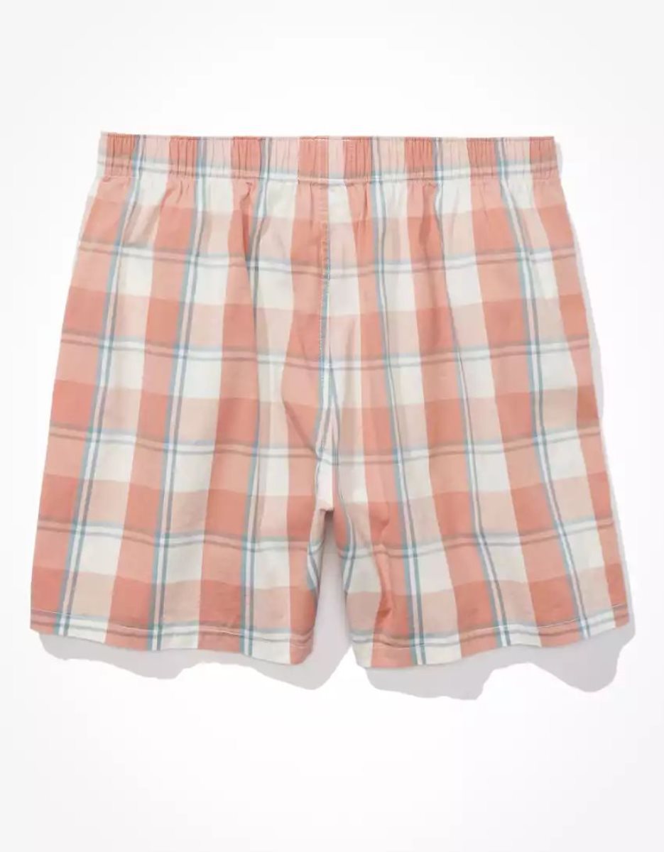 Shorts De Bain American Eagle AEO Plaid Stretch Pocket Corail Homme | CJN-08055503